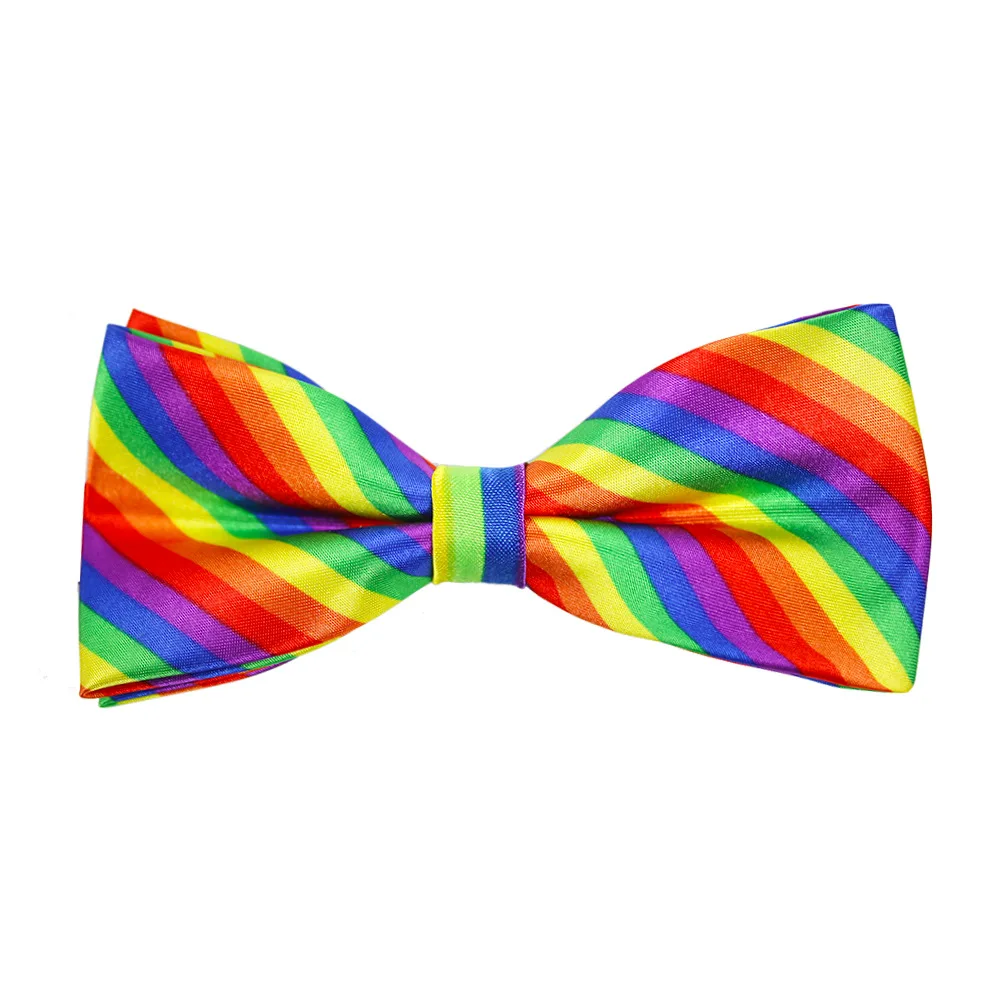 

LGBT BOW Tie Wedding Party Leisure Rainbow Stripe Bowtie Rayon Polyester Necktie For Groom Men Women