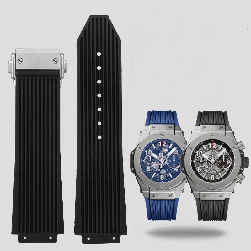 Cinturino In Gomma Silicone Per Orologio Hublot Big Bang - Misure 24*17 E 26*19mm
