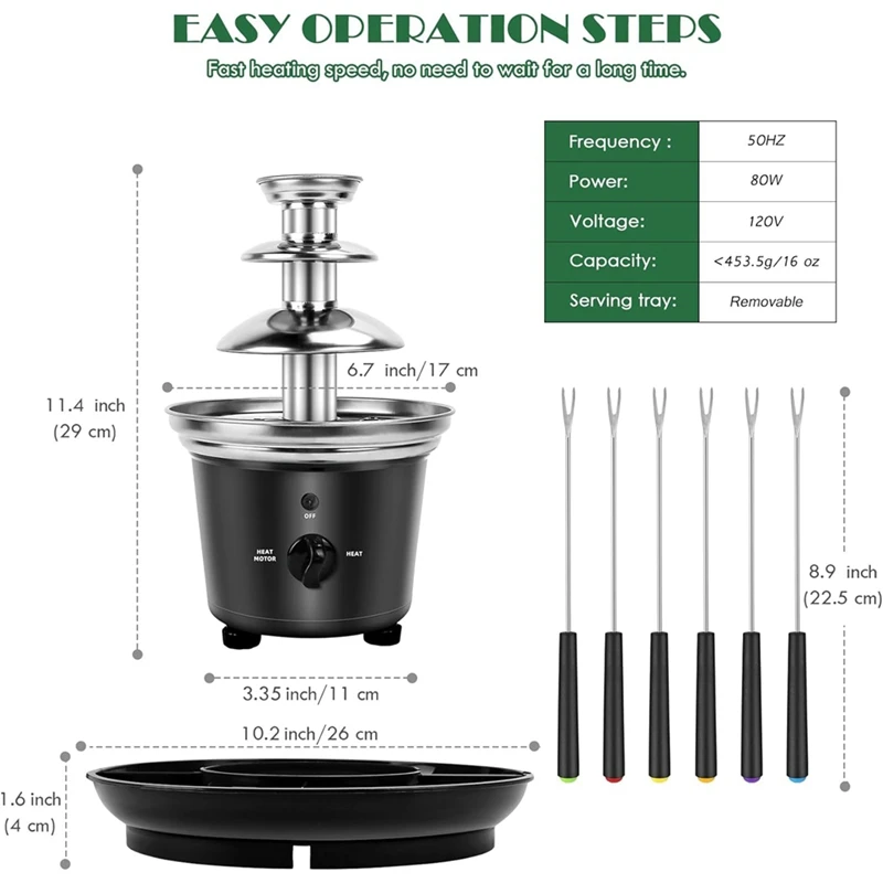 Three Layer Chocolate Fountain Machine Electirc Chocolate Fondue Set Detachable Mini Nostalgia Melting EU Plug