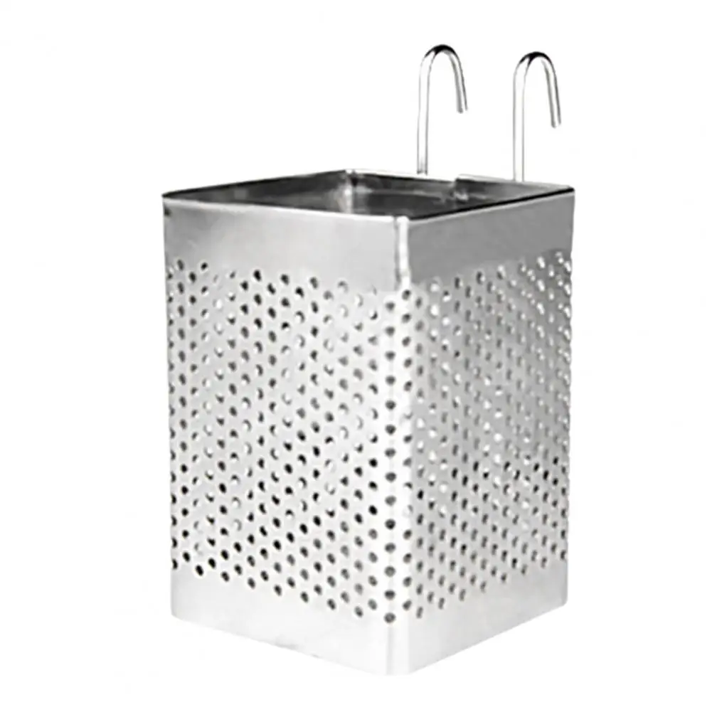 Tableware Drainer Chopsticks Holder with Hanging Hooks Space-Saving Stainless Steel for Kitchen