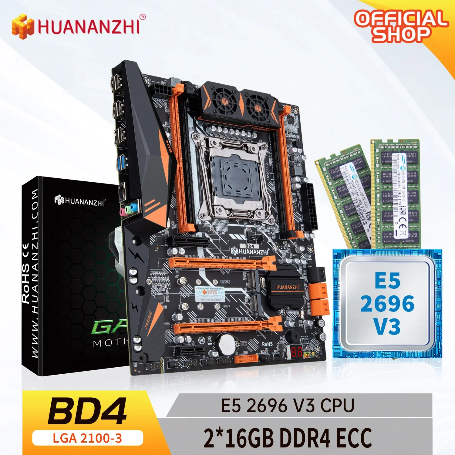 HUANANZHI X99 BD4 LGA 2011-3 XEON, 마더보드, 인텔, X..