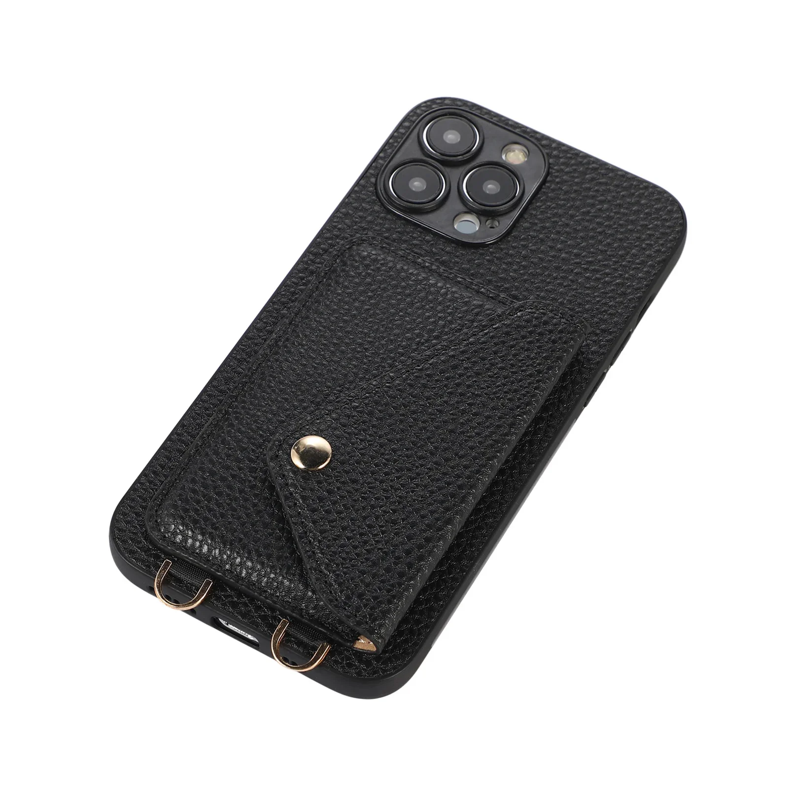 Chic Leather Crossbody Phone Case with Card Holder and Lanyard Strap