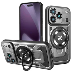 Shock Proof Armor Case with Magnetic Ring Kickstand and Heavy Duty Rugged Protection - iPhone 15 Plus (Gray)