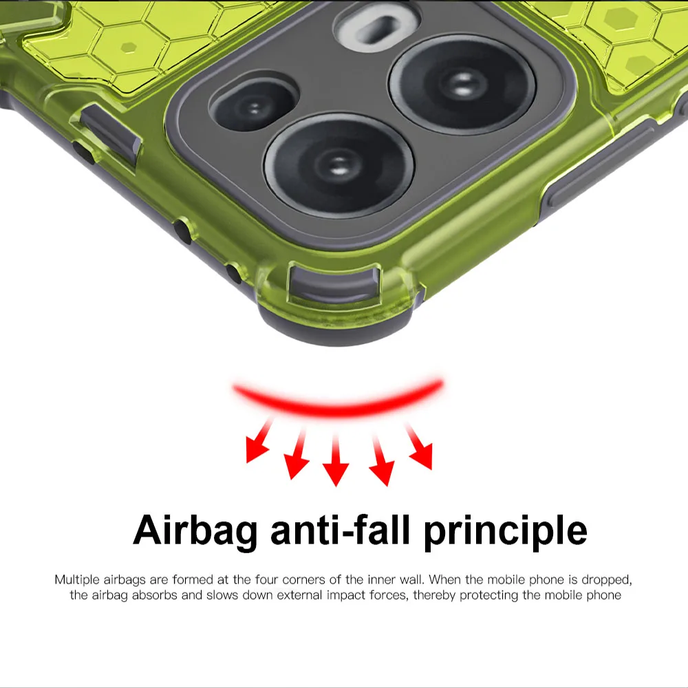 Shockproof Armor Case with Silicone and Transparent Honeycomb Design