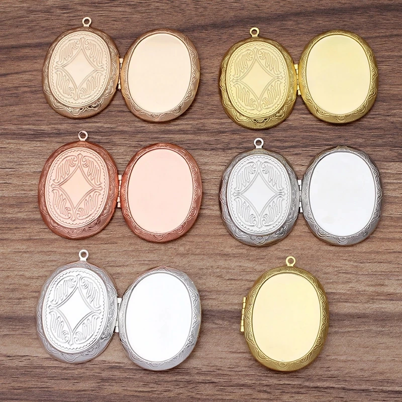 

5 PCS Fit 30*40mm Oval Cabochon Metal Brass Locket Pendant Can Open Photo Locket Pendant DIY Necklace Pendant Wholesale