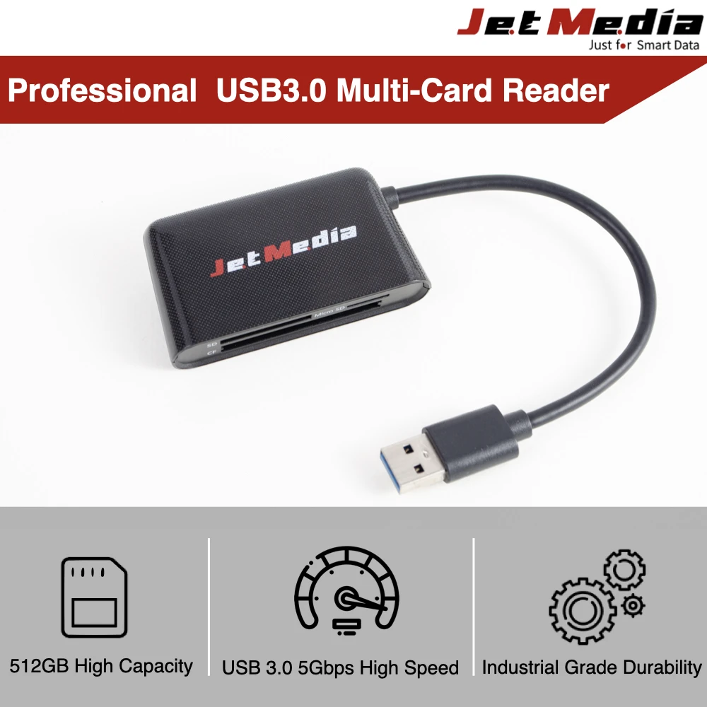 

JetMedia CR301 High Quality CF/SD/Micro SD Card USB3.0 3.1 3.2 Reader Hub Docking