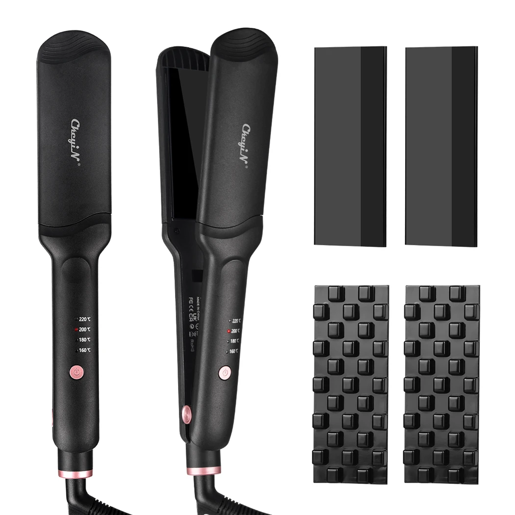 

Выпрямитель для волос 4-в-1 со сменными пластинами, электрический, керамический, гофрированный