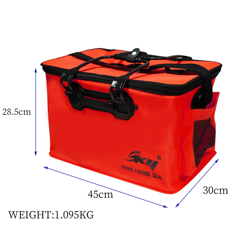 SKY Foldable Fishing Live Fish Bag Multi-functional Waterproof Large Capacity Tackle Storage Bag Thickened Bucket Bait Bags