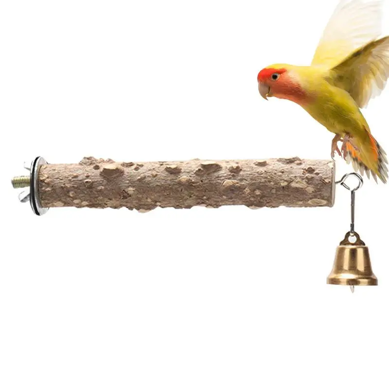 

Wooden Bird Perch Pepperwood Bird Perch For Cage With Bell Frosted Bird Perch Pepperwood Mouth Grinding Toys Finches Budgies Toy