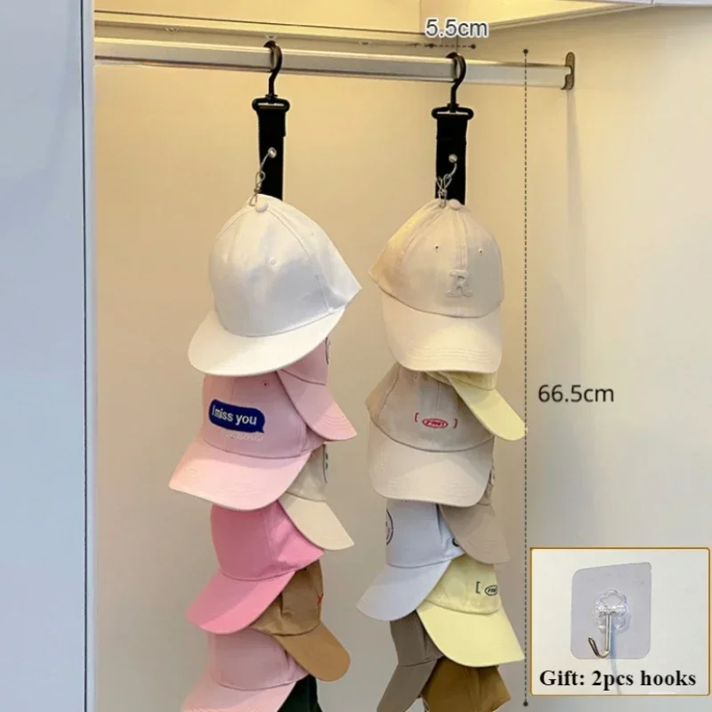 Hanging with Hook with Metal Clips Hat Collections Storage Caps Hanger Golf Caps Rack Hats Stand Baseball Hook 2PCS