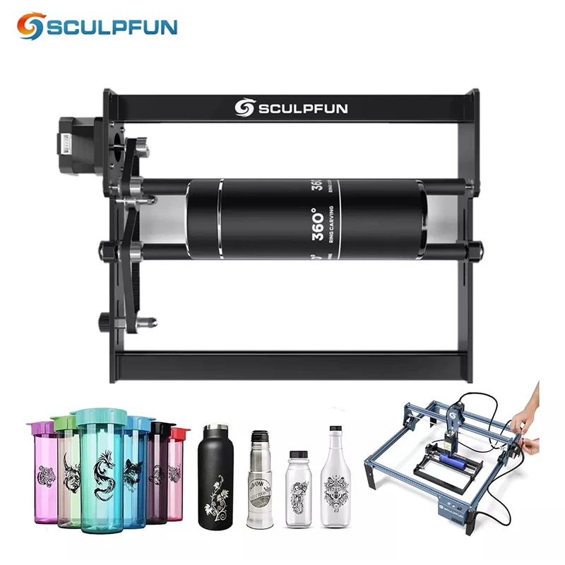 

SCULPFUN Rotary Roller kit Laser Engraver Y-axis Rotary Roller with 360 Rotating for laser Engraving Cylindrical Objects Cans