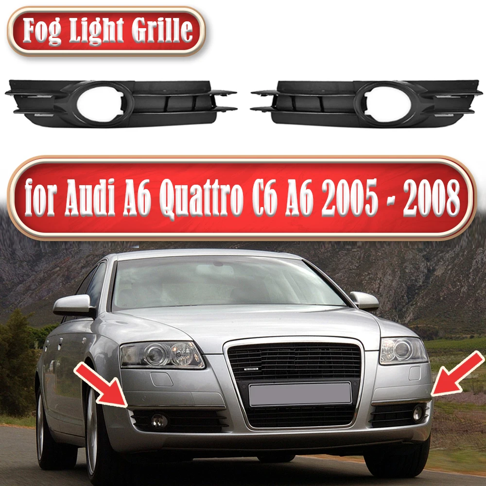 

1set Cars Front Bumper Racing Grills Fog Light Grille for Audi A6 Quattro C6 A6 2005 2006 2007 2008