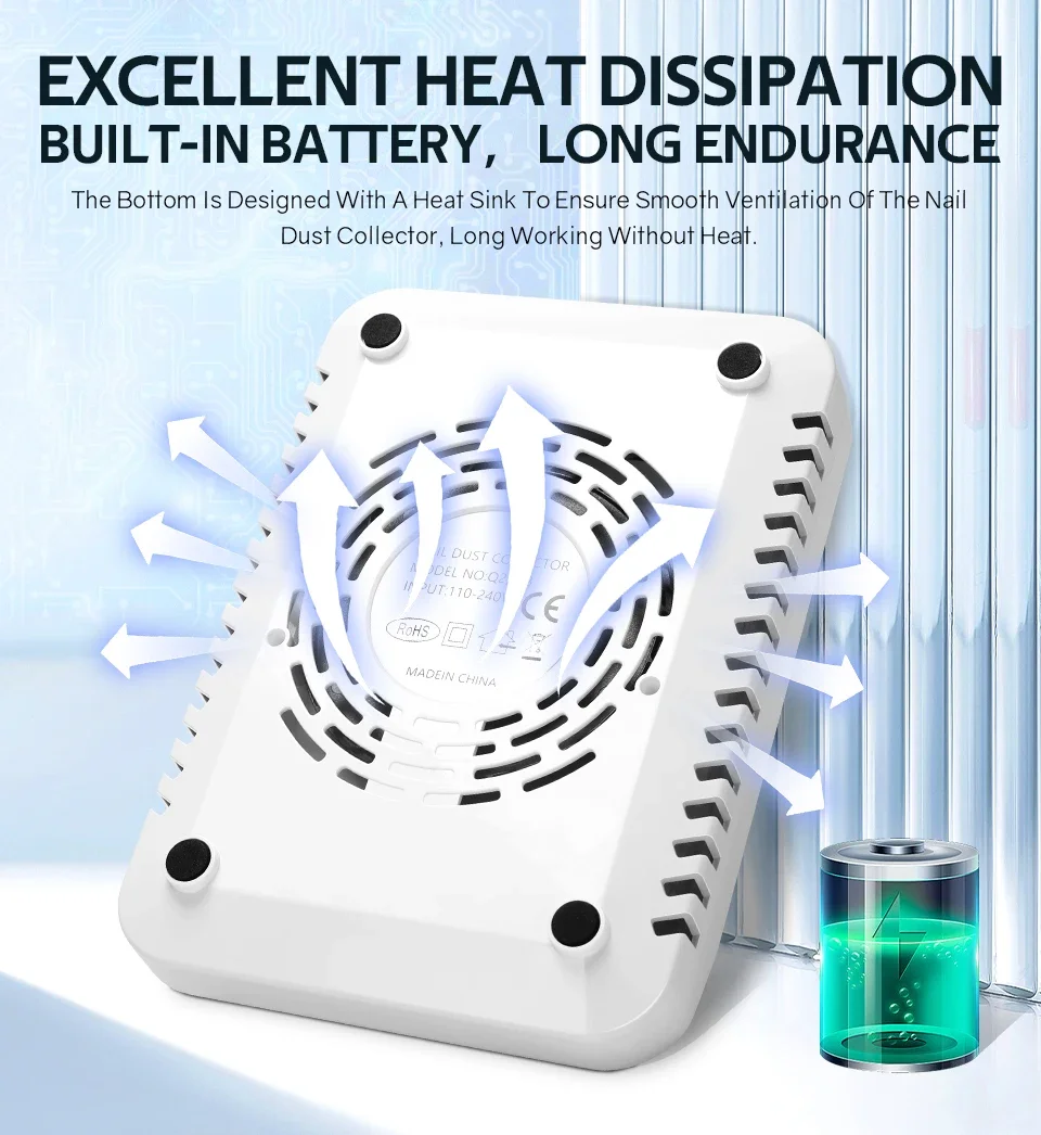 Powerful Nail Dust Vacuum Collector Professional Nail Dust Extractor With Reusab