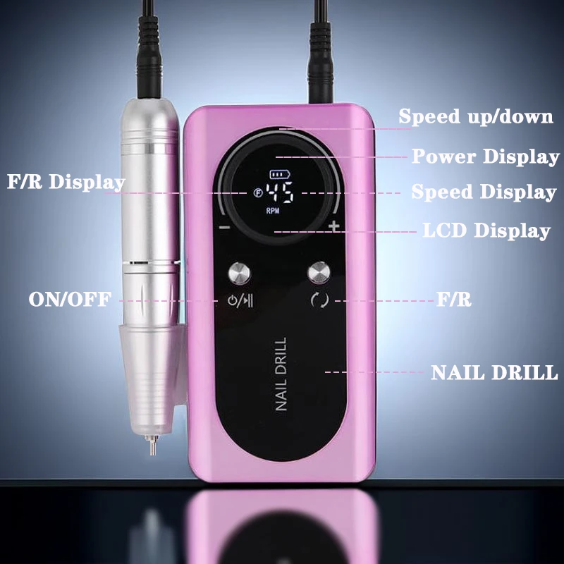 45000RPM Rechargeable Electric Nail Drill Machine With USB Connector Nail Polish Remover Drill Set Manicure Sander Low Noise 4