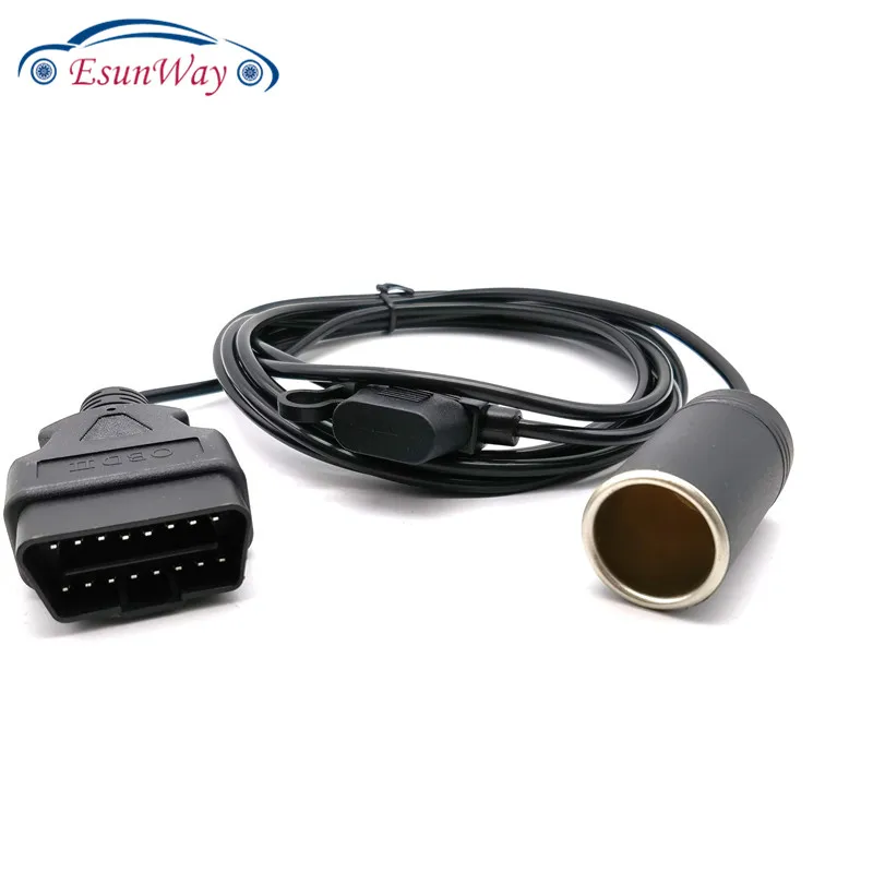 OBDII OBD2 Power Supply Cable 16Pin male to Car Cigarette Lighter 12V DC Power Source OBD 2 male Connector Cable Adapter car diagnostic cable