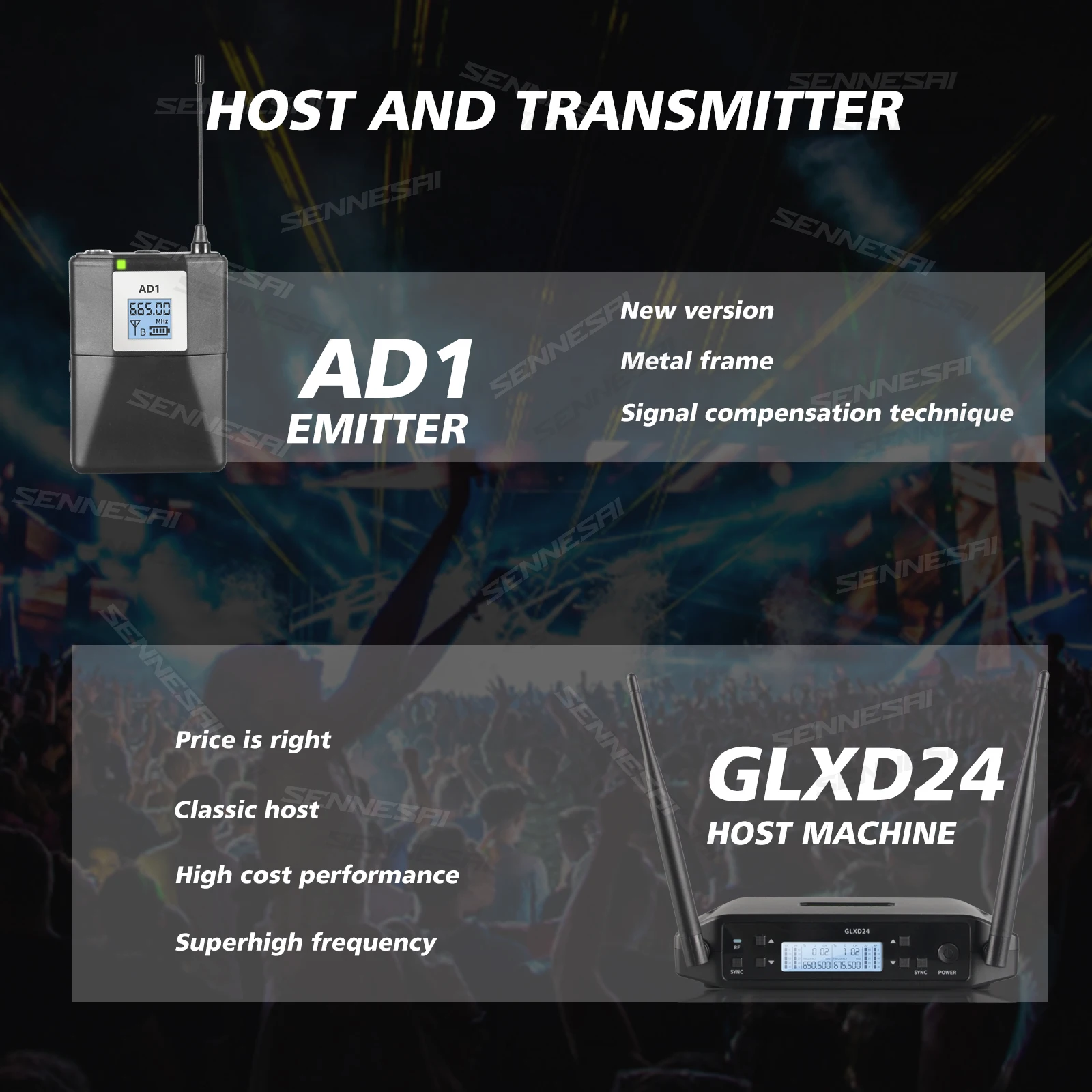 하이 퀄리티 GLXD-24 전문 듀얼 무선 헤드셋 마이크, UHF 바디팩 마이크, 연설 파티 회의, 600-699MHz 2 채널