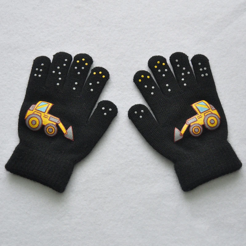 Cycling Gloves Winter Gloves Ski Gloves 5-11Y Children Cartoon Vehicle Plush For Boys Girls