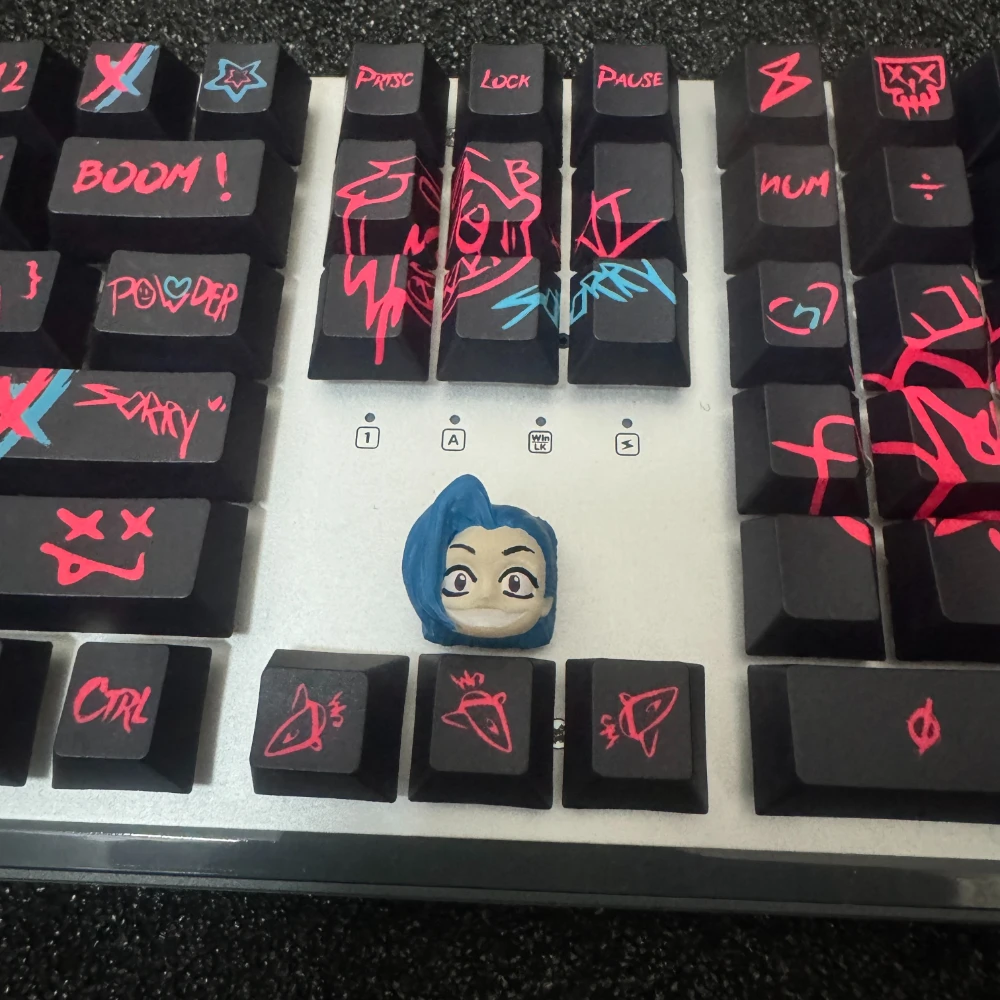 Echome-arcane Jinx Keycaps Design Original Resina Artisan Keyboard Cap Custom Cute Anime Key Cap para Teclado Mecânico Presente - Imagem 6