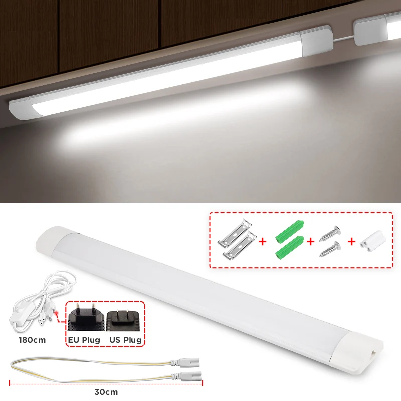 Luces Led para debajo del armario de la cocina, lámpara de 220V, 110V, 10W, 20W, T5, enchufe de tubo, lámpara de pared para dormitorio, iluminación de armario para el hogar