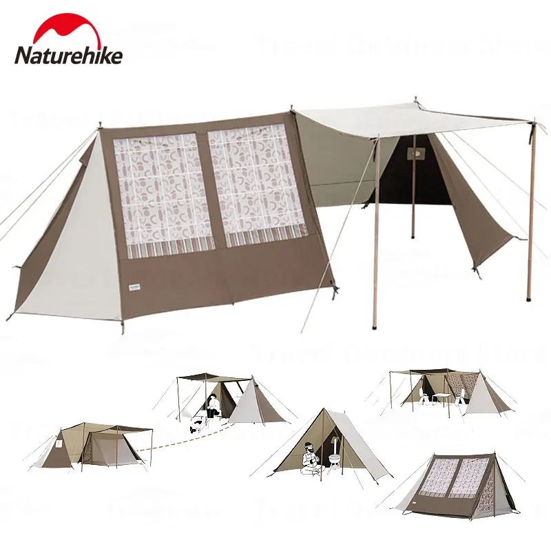 Naturehike Glamping Shelter 2-3 Persone Tende Da Campeggio All'Aperto Tenda In Cotone Tenda A Baldacchino Tenda Da Giardino Tenda Interna In Poliester