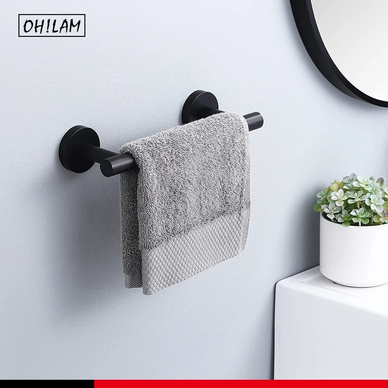 TocTen Toallero de mano autoadhesivo y gancho para toallas de baño, SUS304  sin perforar en la pared, soporte para toallas de mano + 3 ganchos para