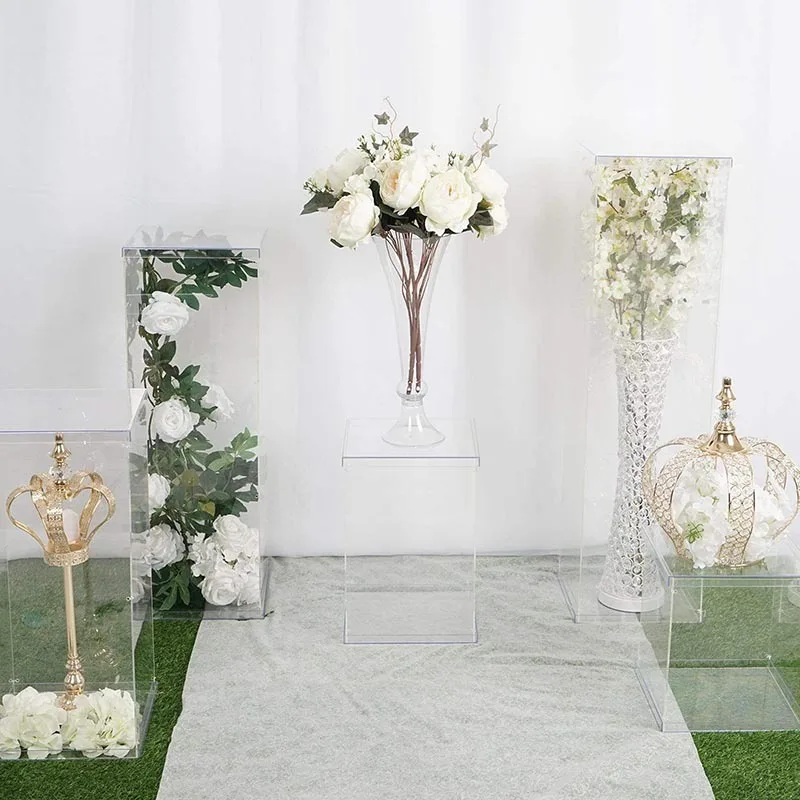 

5PCS Clear Acrylic Craft Toys Cake Display Stand Outdoor Flower Holder Wedding Birthday Party Mall Welcome Backdrops Decoration