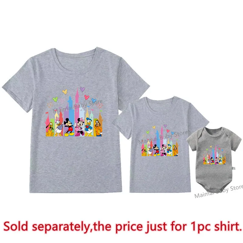 New Castle Mickey Minnie Family Matching Shirts Cotton Father Mother Kids First Disney Trip Tshirt Funny Disneyworld Tees Tops 4