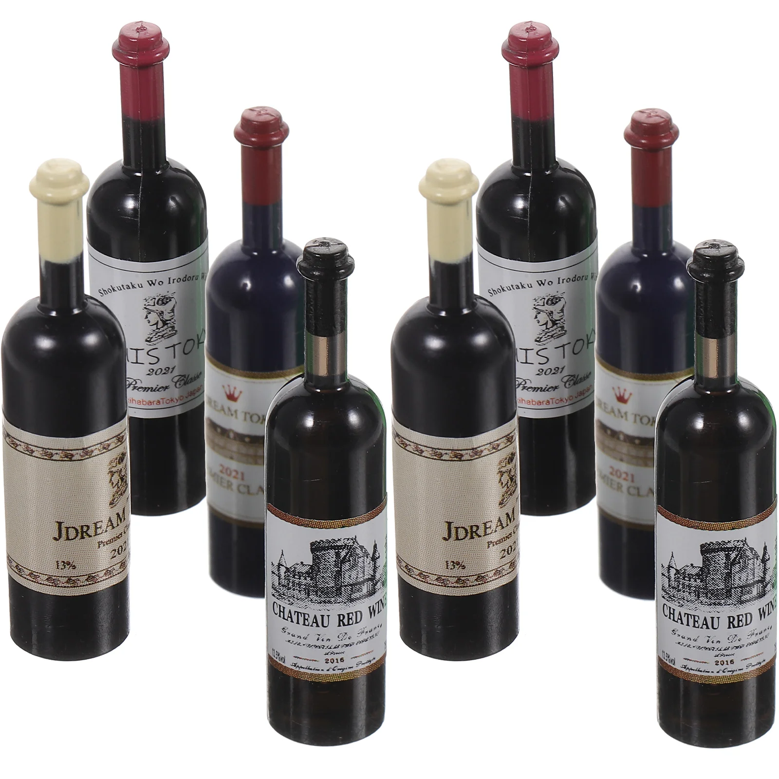 

8pcs House Mini Bottles Mini Plastic Red Bottles Toys house Miniatures (1:12)