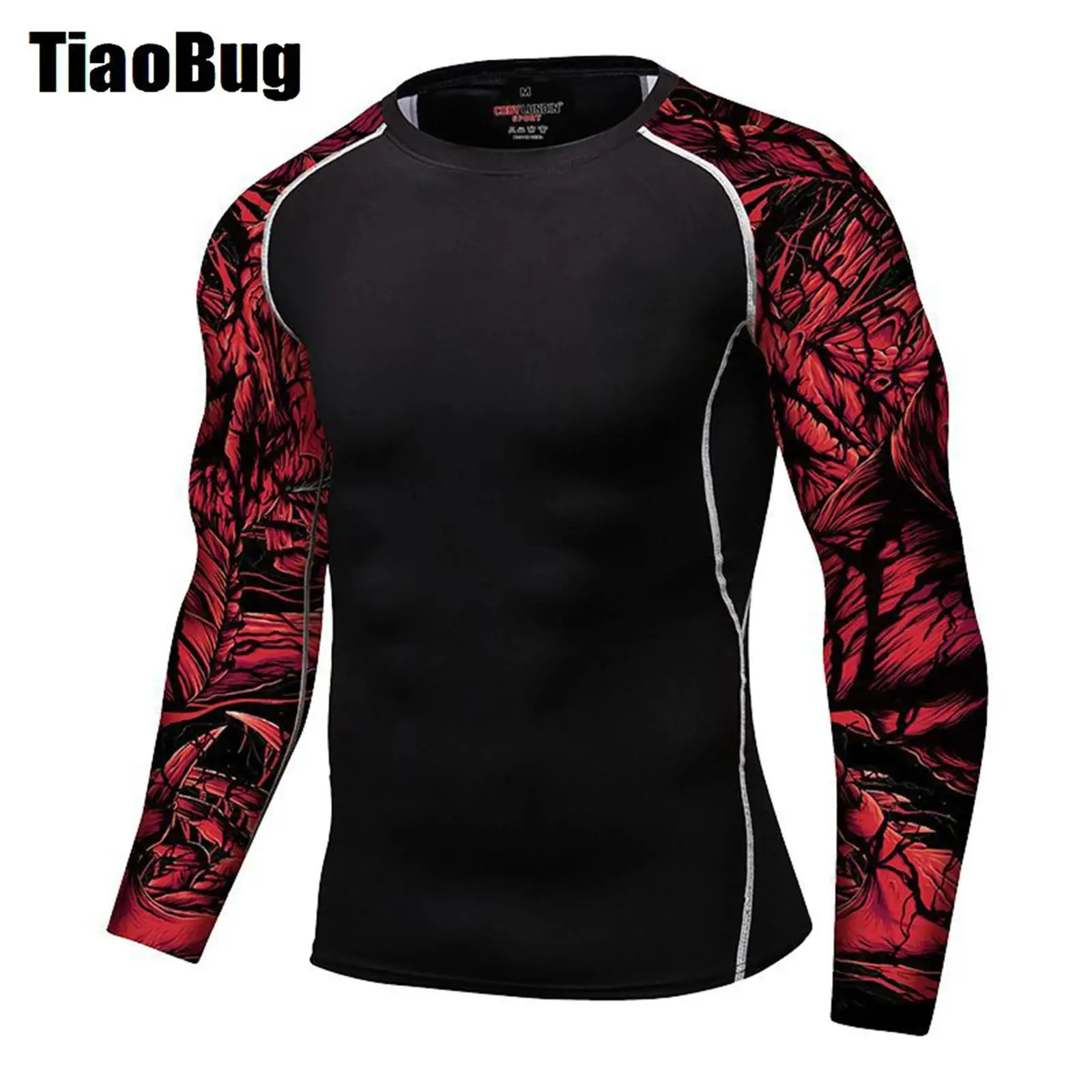 

Men Stretchy Print Swim Top Long Sleeve Dry Quickly Moisture-wicking Sport Gym Fitness Cycling Climbing Top