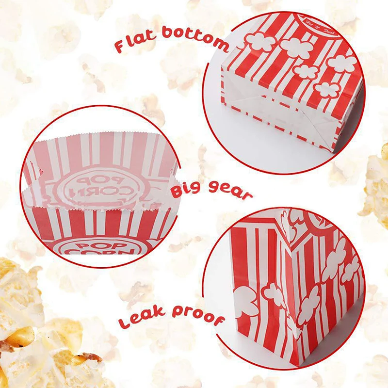 25Pcs 팝콘 포장 가방 카니발 줄무늬 가방 홀더 그릇 미니 식품 용기 휴대용 컵 스낵 종이