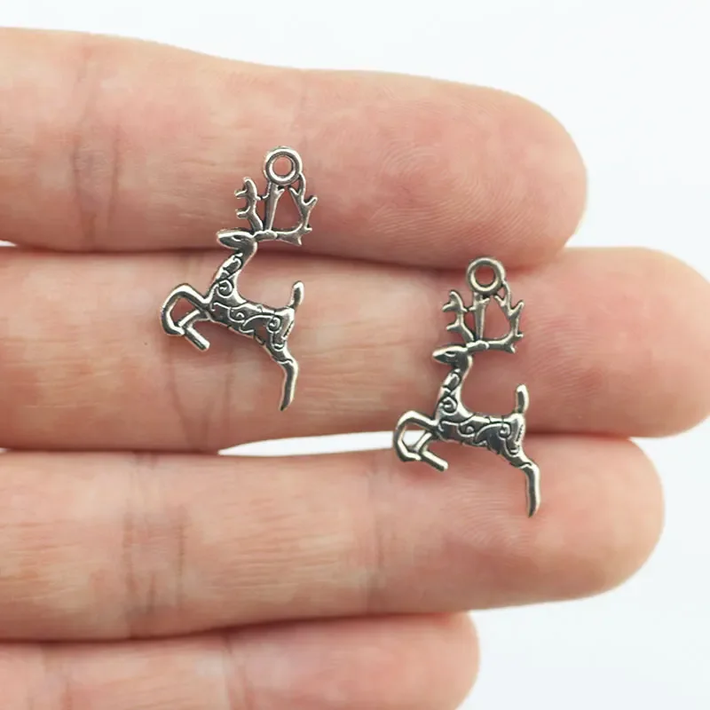 

Newness 30 Pieces 25*23mm Mixed Alloy Antique Silver Color Sika Deer Charms Keychain Pendant Accessory For DIY Jewelry Making