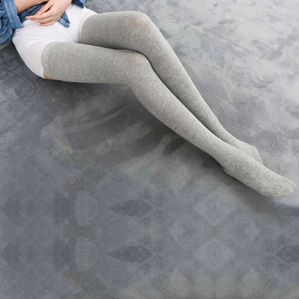 Medias largas extendidas de color sólido de alta elasticidad para mujer