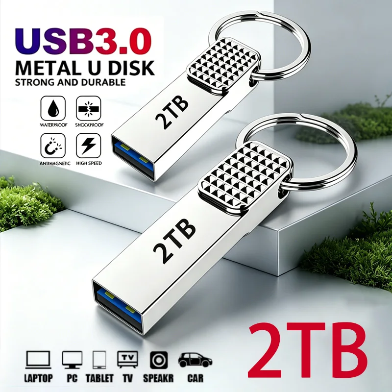 High-Speed 2TB Waterproof USB 3.0 Flash Drive - Durable Metal Design for Enhanced Data Storage and Transfer
