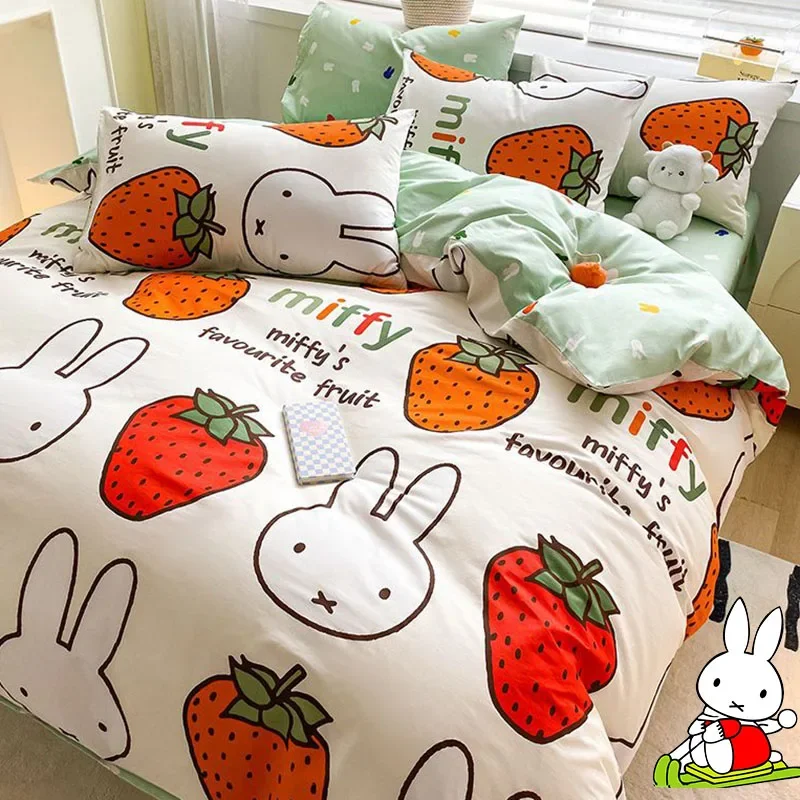 

Sanrio аниме миффи постельное белье набор из четырех предметов креативный граффити Печать кавайный милый стиль декор комнаты хлопок Рождественский подарок