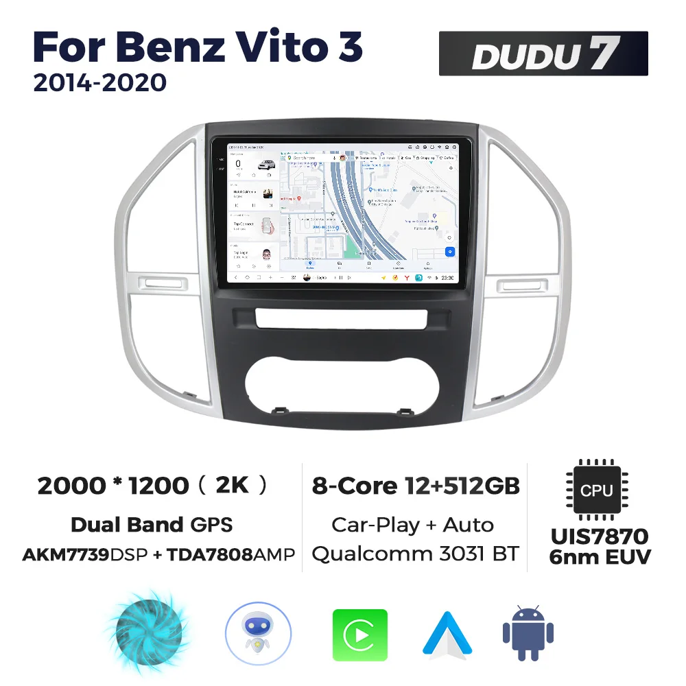 thumbnail image 1 of DUDU7 A7870 Radio inalámbrica CarPlay Android Auto para Mercedes Benz Vito 3 W447 2014-2020 Reproductor de video multimedia 2din autorradio, 1 of 5