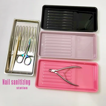 Vassoio Sterilizzante per Strumenti Nail Art in Acciaio Inox, Contenitore per Disinfezione e Conservazione Cosmetici, per Pinzette da Manicure, Punte per Trapano e Tagliaunghie