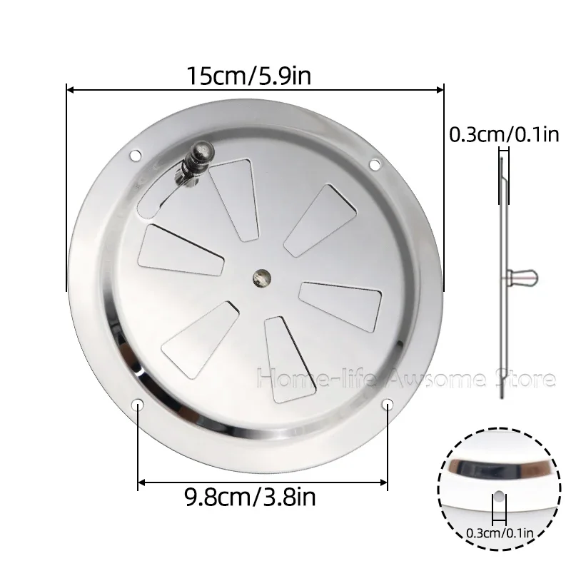 Stainless Steel 316 Boat Marine Round Air Louver Vent Grille Ventilation Louvered Ventilator Grill Cover Side Knob Opening 2pcs