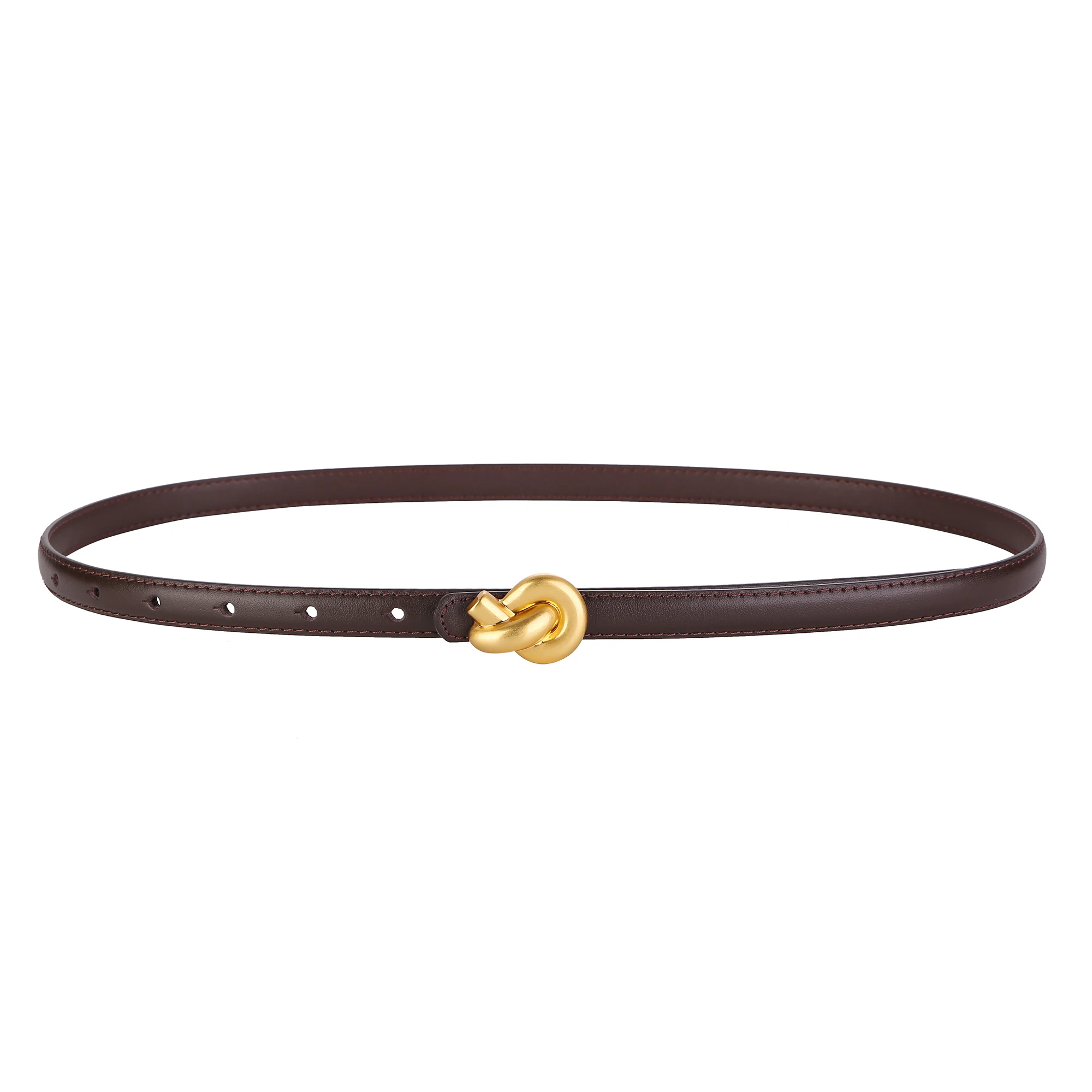 Echtes Leder Frauen Mode Gürtel Gold Knoten Schnalle Gürtel Kummerbund Für Kleid Jeans Einstellbare Luxus Dame Bund – Detail 15