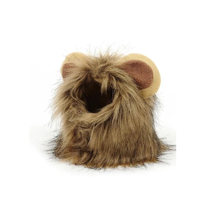 Śliczne lwia grzywa kot czapka z peruką śmieszne ubrania dla zwierząt Cap Fancy Party psy przebranie na karnawał obroża dla kociaka pieska kapelusz z uszami akcesoria