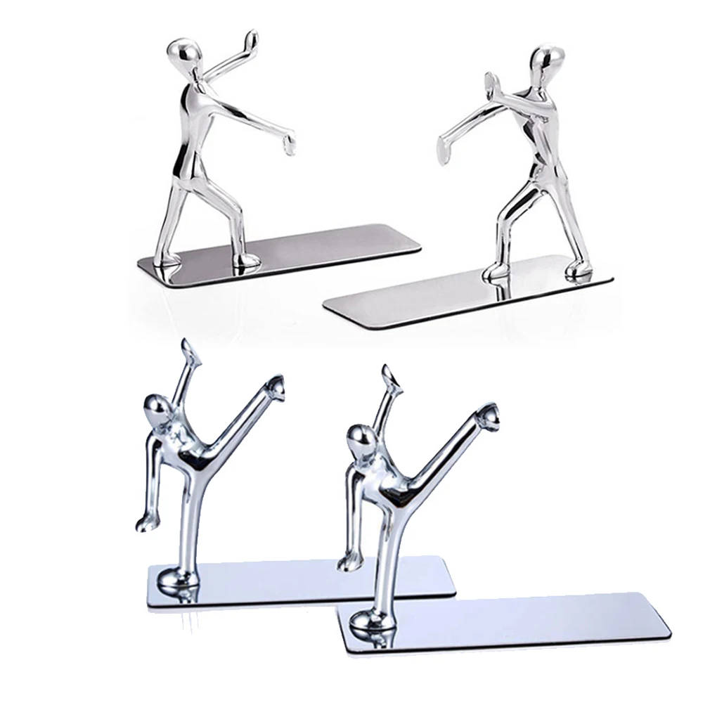 1 Pair Bookend Stainless Steel Book End Stand Home School Stopper Library