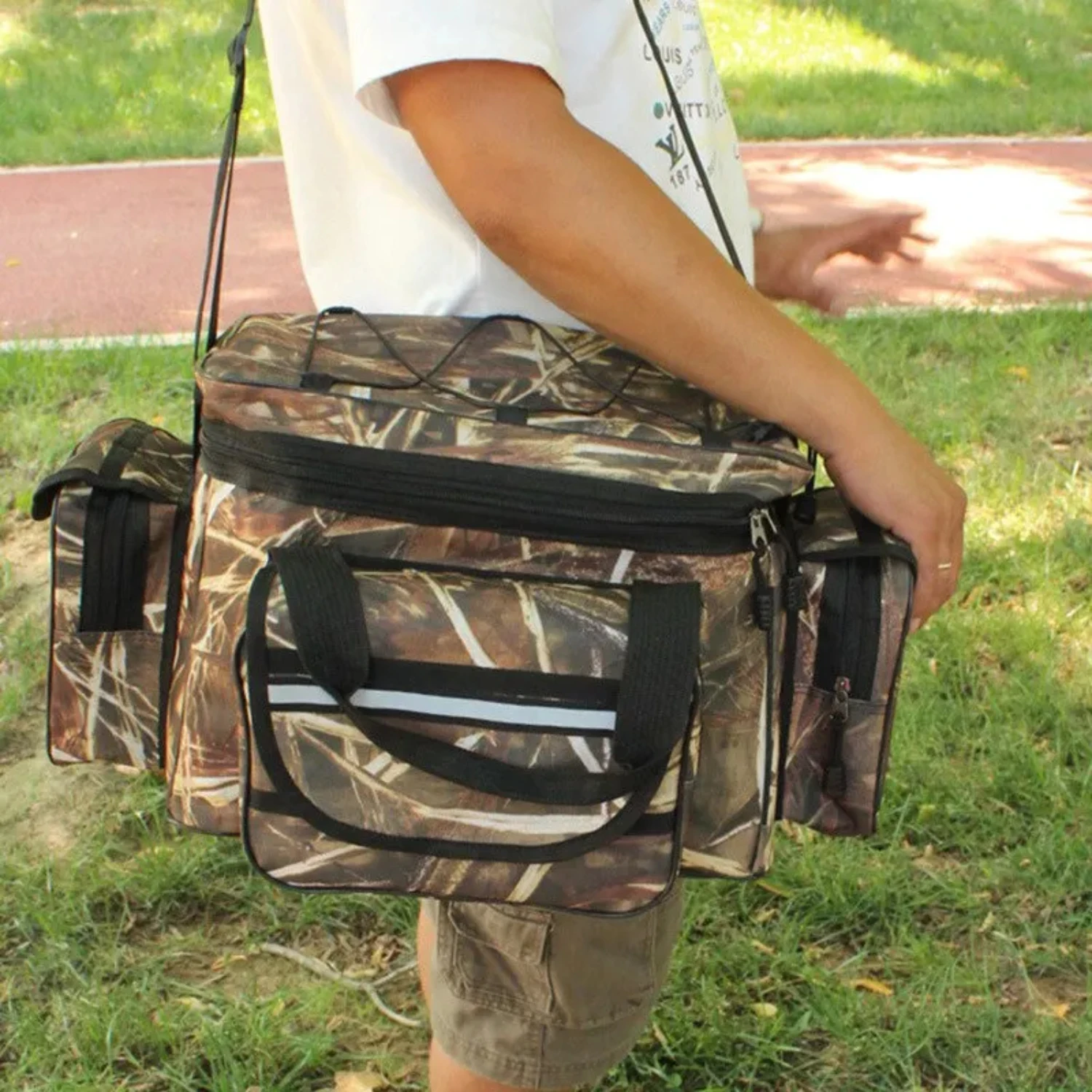 Waterproof Fishing Nylon Large Capacity Multi Purpose Fishing Tackle Two Layer Waterproof Outdoor Shoulder Bags