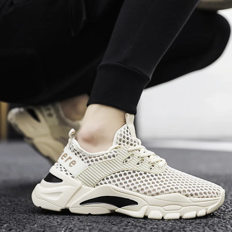 

New Fashion Men Casual Shoes Lightweight Sneakers Summer Breathable Mesh Outdoor Running Shoe Trend Men's Soft Sole Lace-up