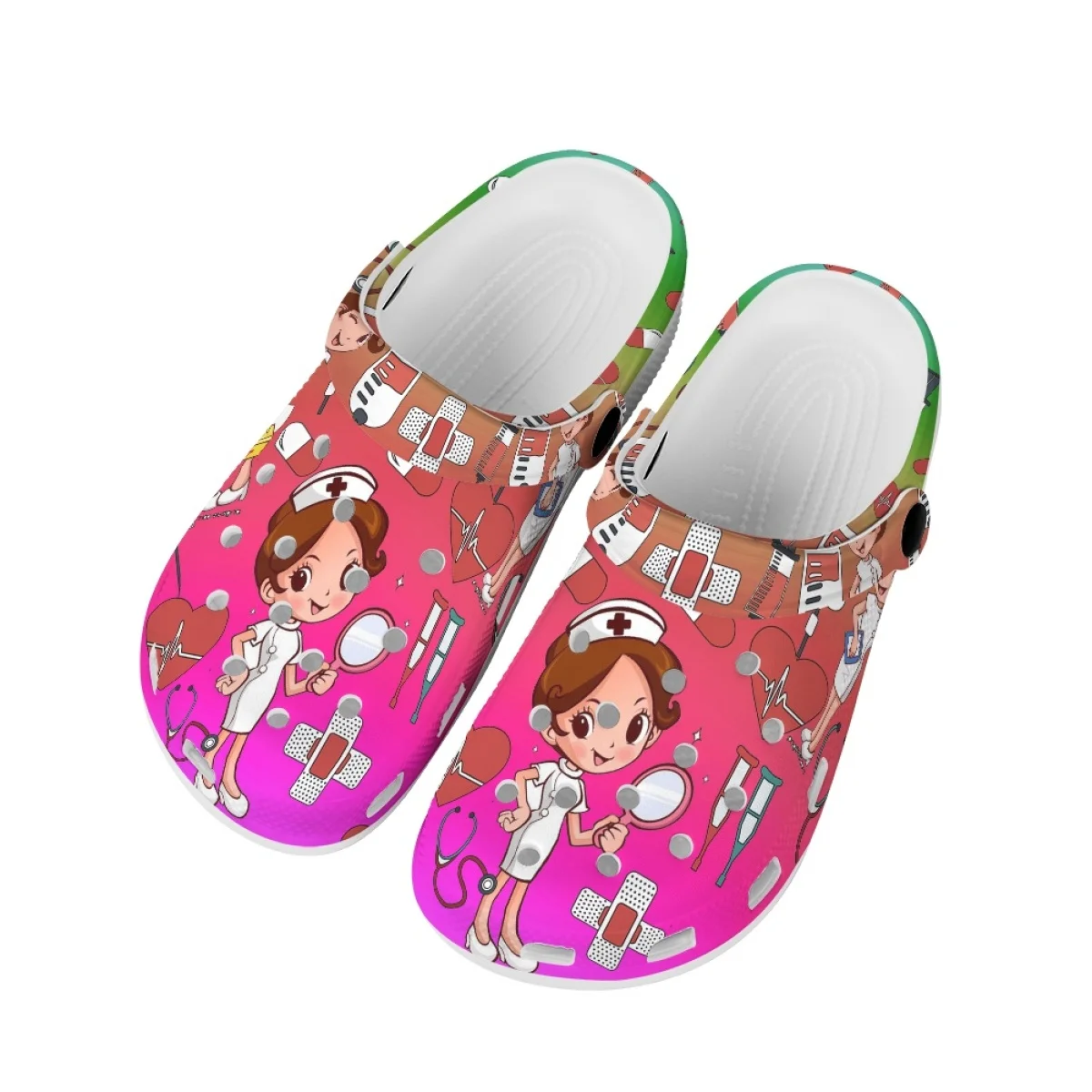 Nurse Doctor Printed Garden Shoes Summer Outdoor Women's Fashion Nursing Slippers Comfortable Lightweight Beach Sandals Female