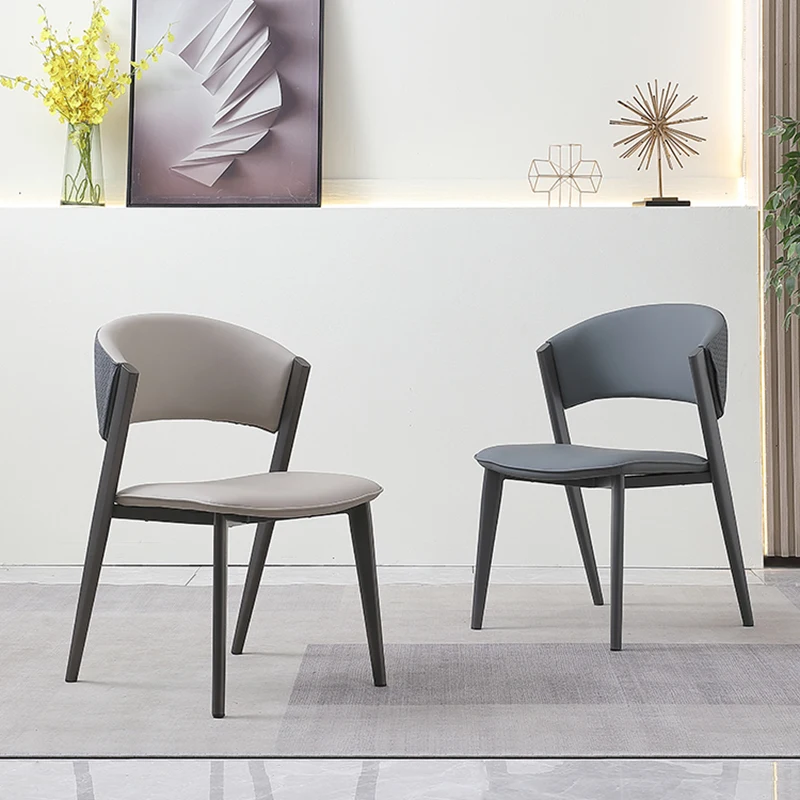 

Italian Unique Chairs Minimalist Black Metal Legs Balcony Luxury Dining Chairs Leather Bedroom Office Cadeira Nordic Furniture