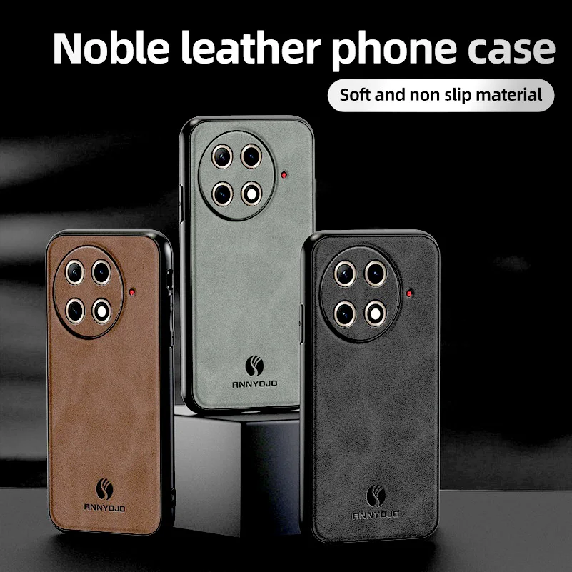 Matte Plain Leather Phone Case with Built-in Metal Car Mount Holder Cover