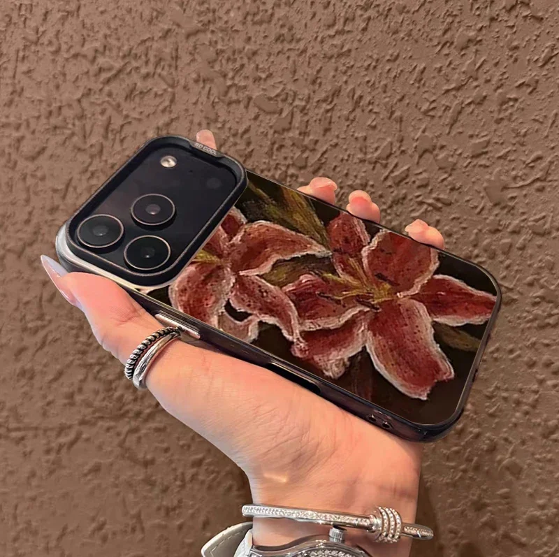 Matte Lily Flowers Laser IMD Hard Phone Case Cover