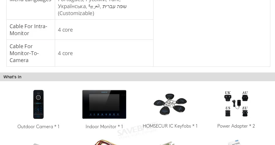 Sfc95e0f8b1f14b0c807eaf237d4cd11az HOMSECUR 7" 4 Wire Tuya WIFI HD Video Doorphone Entry Intercom Password/Card Doorbell Camera Monitoring Recording Snapshot