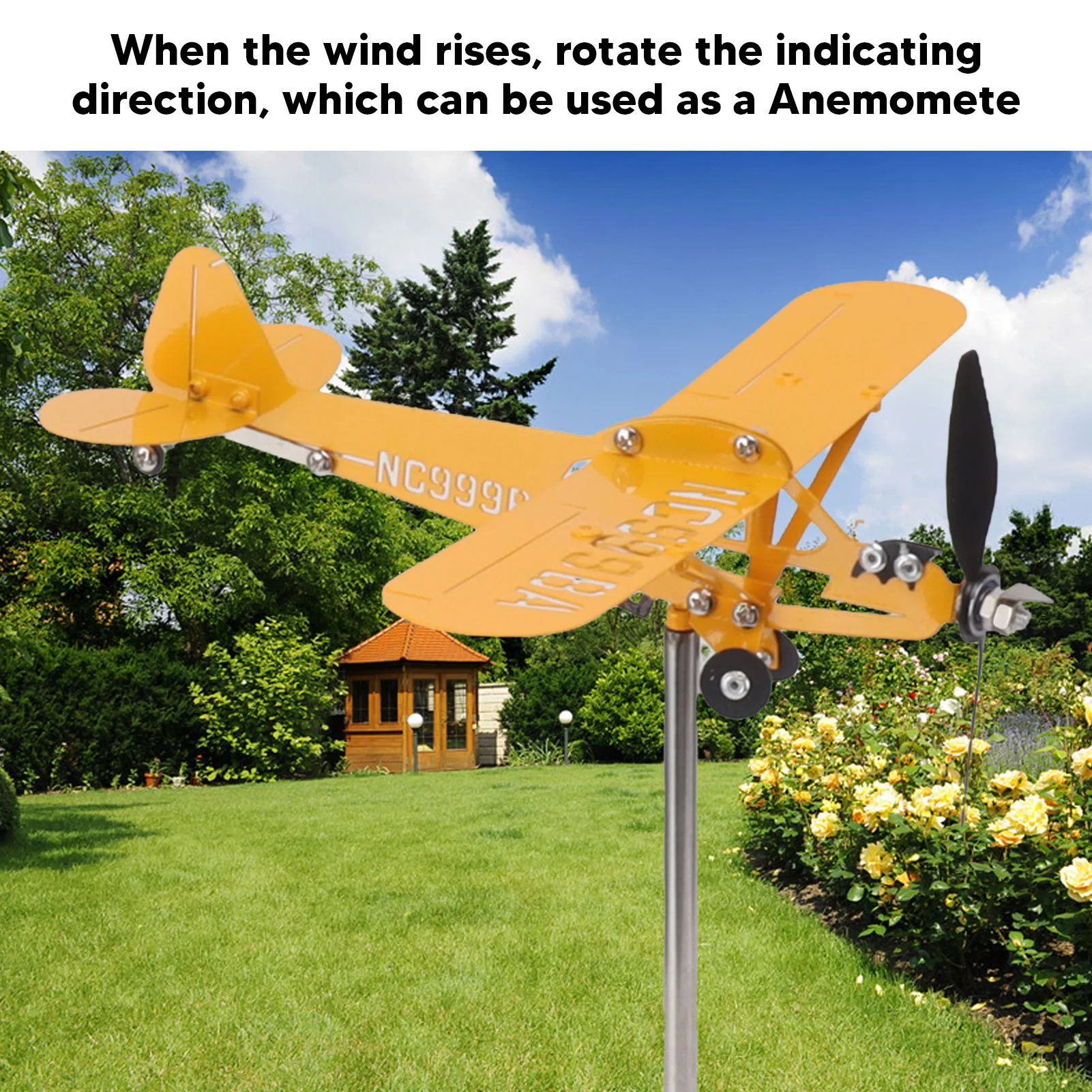 Piper J3 Cub Airplane 3D Metal Weathervane Outdoor Roof Wind Direction Indicator Garden Decor