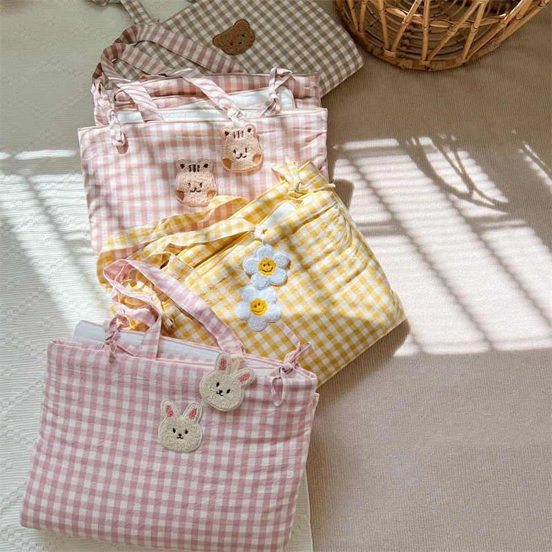 1627J Ins Baby Mattress Cotton Plaid Children's Kindergarten Bed Cushion Thickened Quilted Portable Mattress Cute Baby