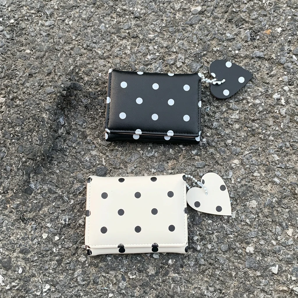 Polka Dot Aesthetic Women's Tri-Fold Wallet and Coin Pouch